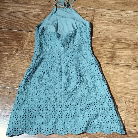 3/$25 NEW Gap cotton eyelet halter dress side zip elastic back green size 2 - Picture 12 of 14